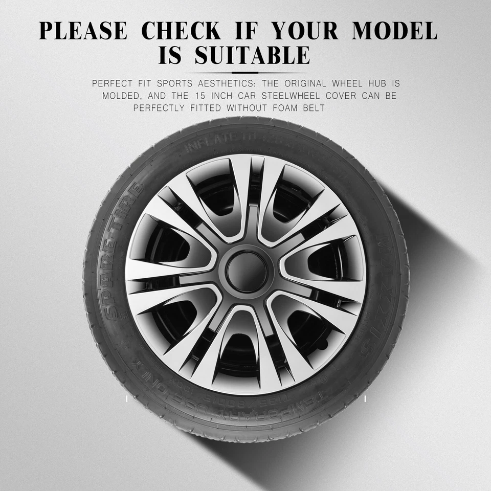 Set of 4 For Hyundai Elantra GT 15" Hubcap Steel Wheel Rim Cover Snap-On Hub Cap - Image 4 of 4