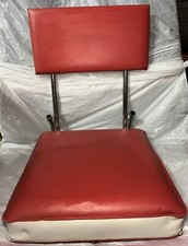 Vintage Folding Stadium/Bleachers/Fishing Red & White Padded Seat With Clamp.