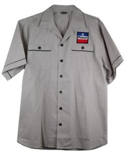 Mechanic Style Button Up Shirt w/ MOPAR Red, White  Blue Logo / Emblem