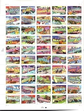 #3696-3745 STATES GREETING CARDS.  MINT SHEET.  F-VF NH. BCV $77.50