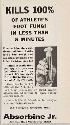 1955 Print Ad Absorbine Jr. No. 1 Athlete's Foot Relief WF Young Springfield,MA