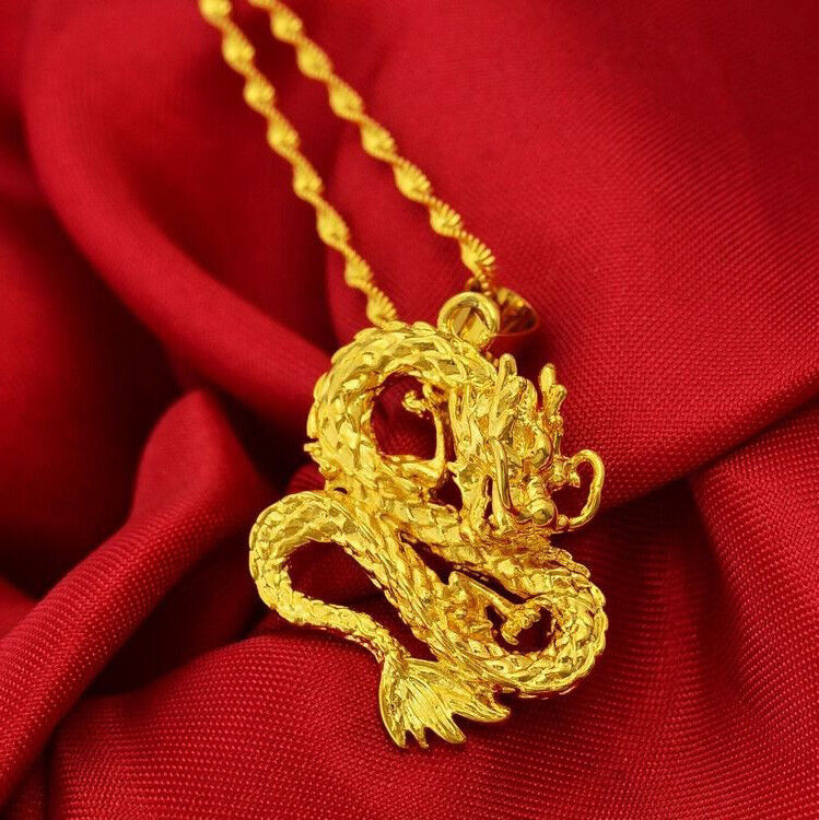 24k Gold Filled Bold Stylish Dragon Pendant And 24 24k Gold Filled Bold Stylish Dragon Pendant And 24