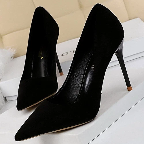 Sexy Damen-Pumps spitz zulaufend dünne High Heels modische Stilettos Partyschuhe - Bild 18 von 29