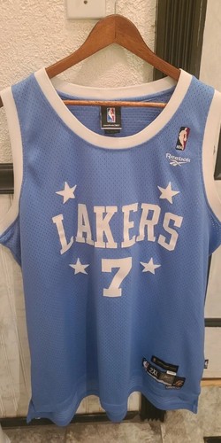 RARE VTG NBA Reebok HWC Los Angeles Lakers Lamar Odom Jersey 7 Blue Men 2XL SEWN