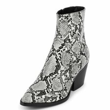 Jeffrey Campbell Kelam-2 Grey Snake Print Western Bootie Womens Size US 8.5 M