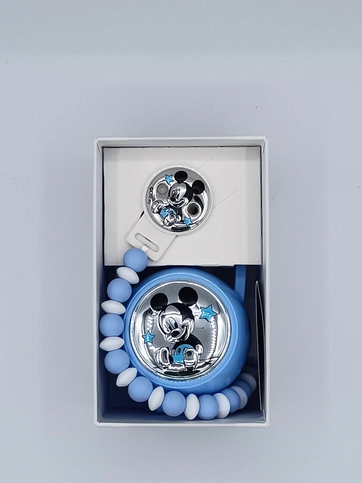 DISNEY SPILLA PORTA CIUCCIO + BOX IN MIRO-SILVER 999 MINNIE & TOPOLINO ARGENTO - Immagine 4 di 4