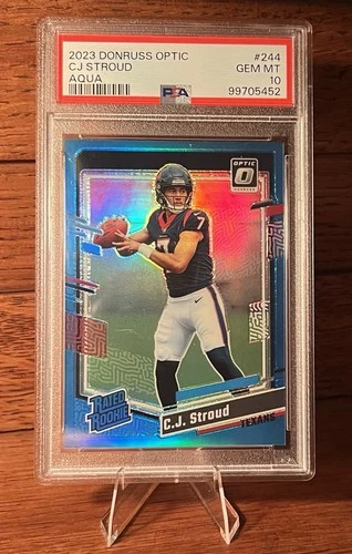 CJ STROUD Rated Rookie AQUA PRIZM /299🔥 2023 Donruss Optic 💎 PSA 10 💎 Texans