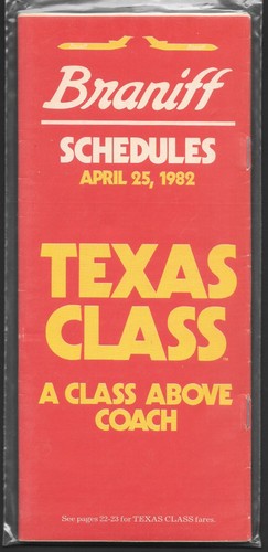 ***1982 Braniff Airways System Timetable - April 25, 1982***