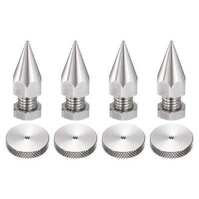 4Pcs 316L Stainless Steel Speaker Spike Kit M10x40mm with Pad Silver