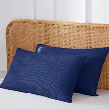 100 Cotton Waffle Weave Pillow Shams Standard Set of 2,600 TC Egyptian Cotton