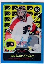Anthony Stolarz 2015-16 UD OPC Platinum Blue Rainbow Rookie Auto #R86 Flyers