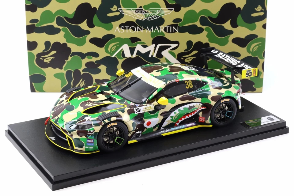 1:18 Pop Race x BAPE Aston Martin Vantage GT3 AMR Bathing Ape with display