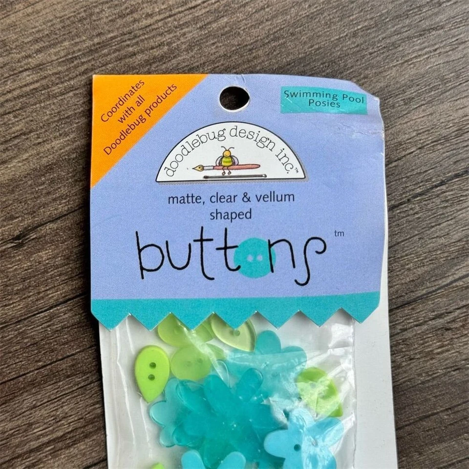 NEW Vintage Y2K Doodlebug Design Inc Flower Buttons Swimming Pool Posies 18 Pc - Image 3 of 4