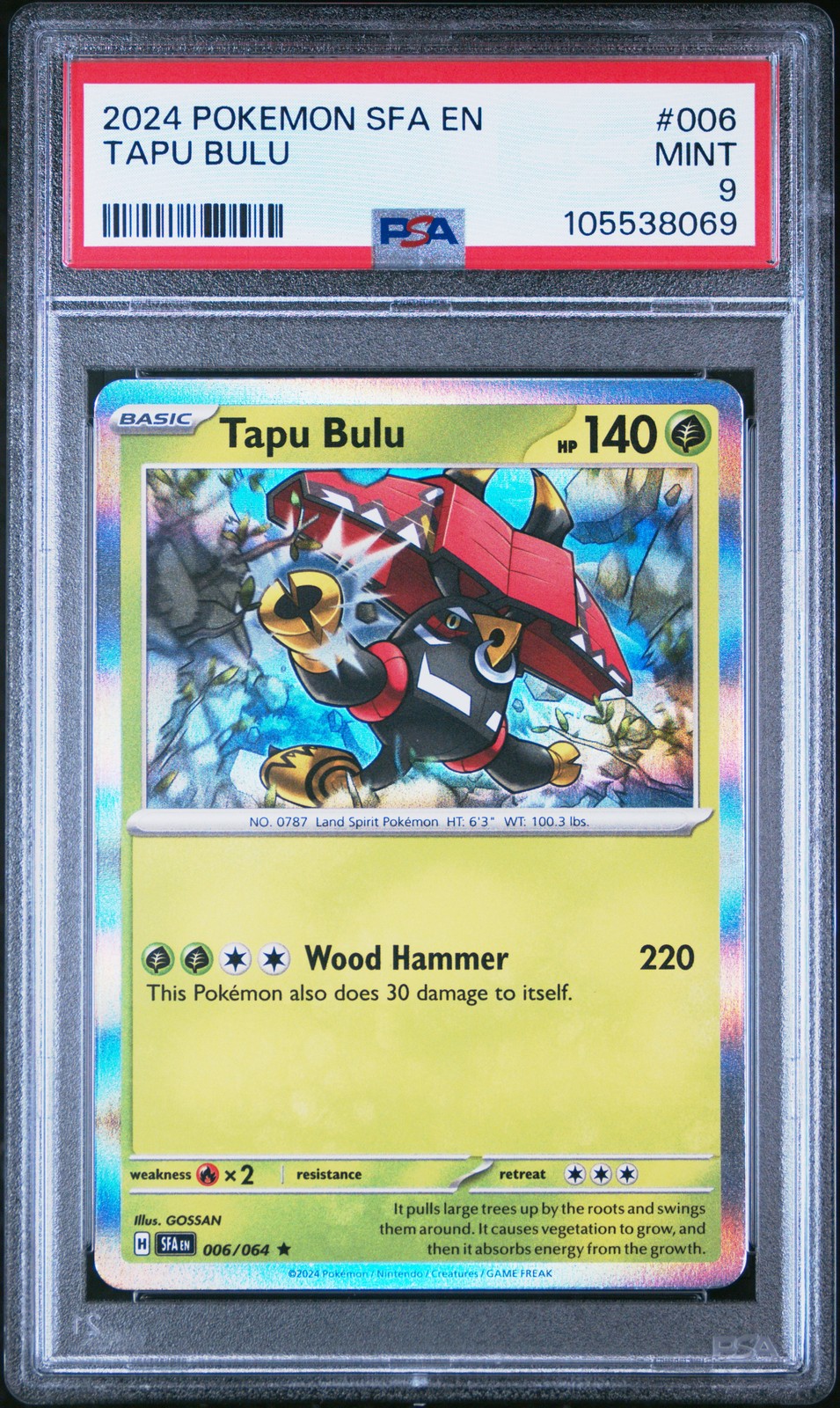 2024 POKEMON SFA EN-SHROUDED FABLE #006 TAPU BULU PSA 9