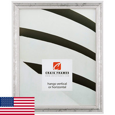 Craig Frames 314WH, Ornate White and Silver Picture Frame, 18 x 24 Inch