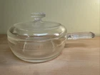 Vintage Glass Pan Soup Bowl With Lid & Handle