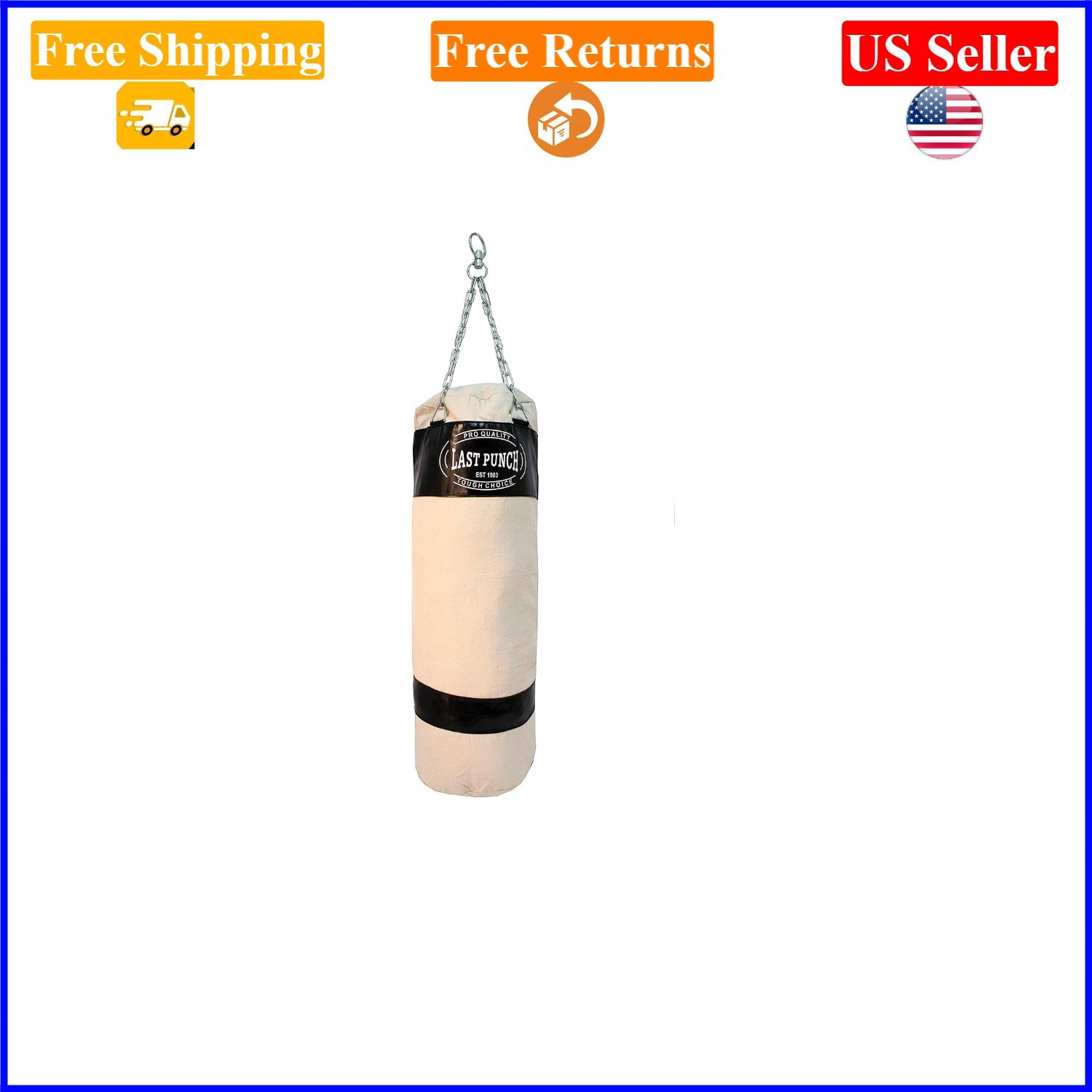 Heavy Duty 48-Inch Black Canvas Punching Bag for Adults with