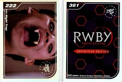 Night Trap & RWBY Grimm #222 #381 Limited Run Trading Card Silver New