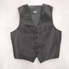 Brandon Michael Black 5 Button Point Waistcoat Tuxedo Formal Suit Vest L 46R