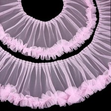 ZNZAKKA Pink Ruffle Lace Trim 6.7inch Wide Pleated Ribbon Gathered