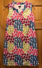 Pre-Owned Talbots Colorful Ruffle Neck Floral Print Sleeveless Dress Size 10 P