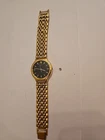 Seiko V701-6K69 Quartz 34mm Black Dial Gold-Tone New Battery Needs Repair