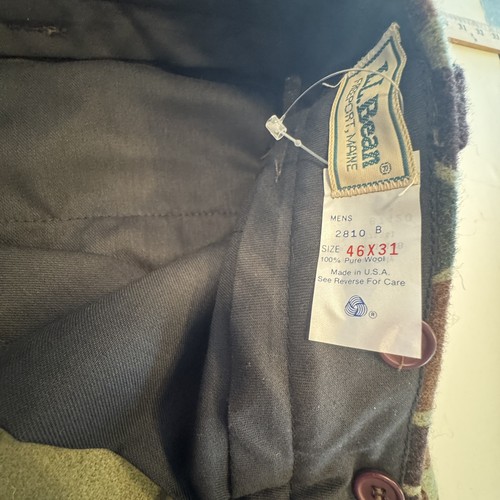 Vintage LL Bean Hunting Pants 46x31 Camouflage Camo Wool Made in USA NEVER USED - Picture 3 of 9