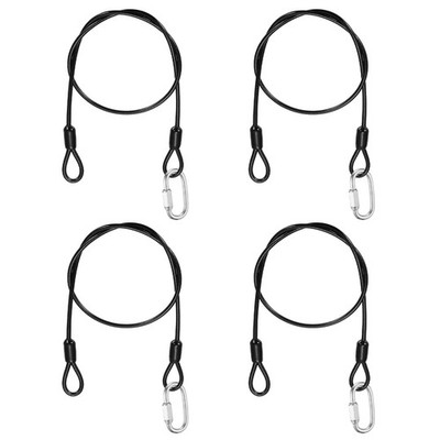 4Set 1/8'' Dia 1.6ft Security Steel Cable with Loops Black + Quick Links