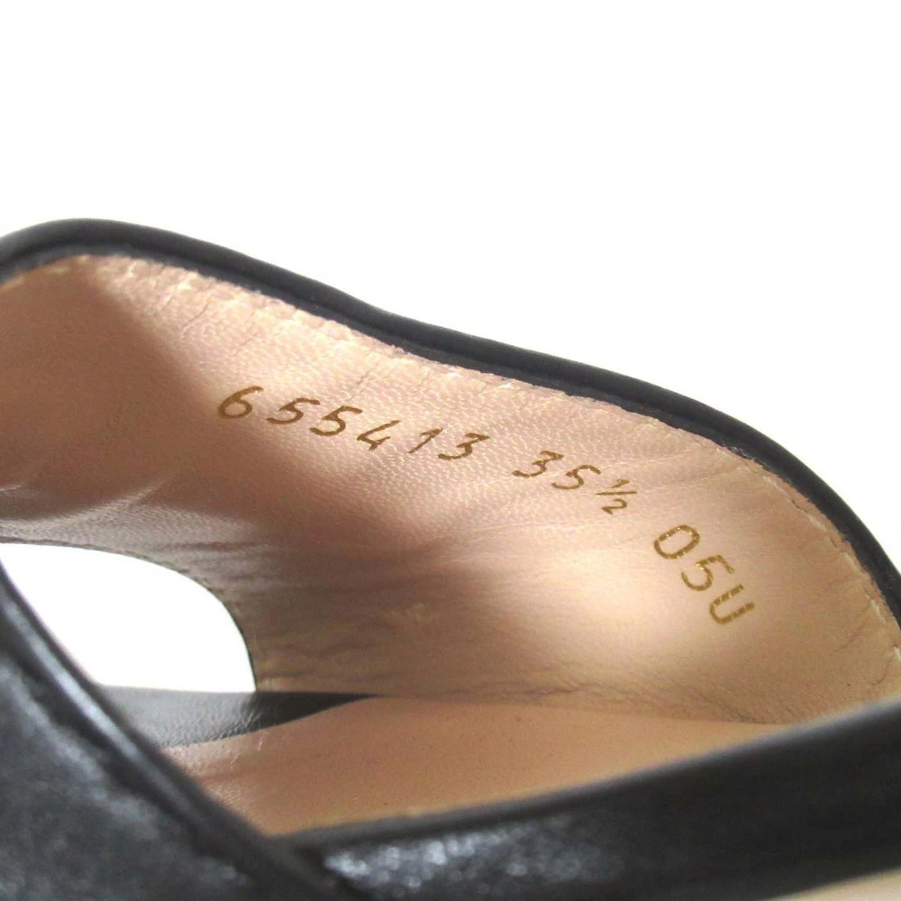 GUCCI Leather Horsebit Ankle Strap Sandals 655413 Size 35.5 Approx. 22.5cm Black thumbnail 11