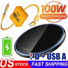 100W Wall Fast Charger Wireless Charging Pad For Samsung iPhone Android Phone US