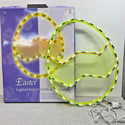 Vintage Light Up Silhouette Easter Egg Window Decoration 43 Colorful Lights READ