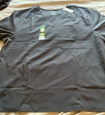 NWT ScrubStar Unisex V-Neck Core Essential Pewter Scrub Top Size 2XL 3 