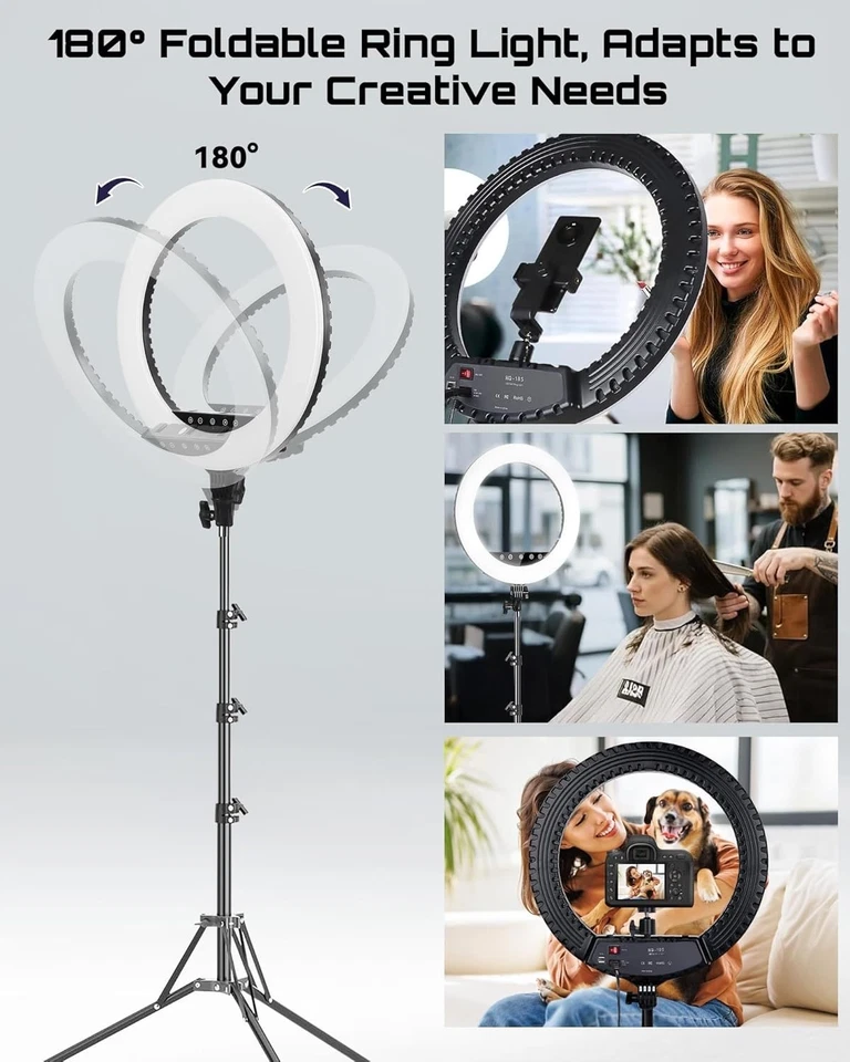 21" Ring Light with 70" Tripod, Touch Control, 3 Phone Holders, 3000K-6000K - Image 4 of 4