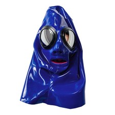 Latex Hood with Nasal tube Teeth Gag Rubber Mask Back zipper Fetish BDSM 0.4mm