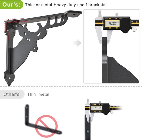 Heavy Duty Shelf Brackets 8 Inch, Deer Shelves Brackets, 300LB Capacity Decor... - Picture 4 of 9