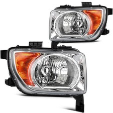 Headlight Pair for 2003-2006 Element Halogen Black Housing Amber Reflector