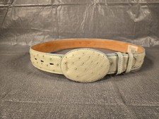 El General White Ostrich Leather Western Belt Size 35 - NWOT