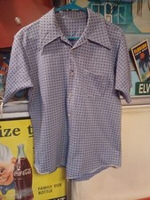 True Vintage Mid-century 1960s 1970s Polyester Pointy Collar Shirt MCM MOD