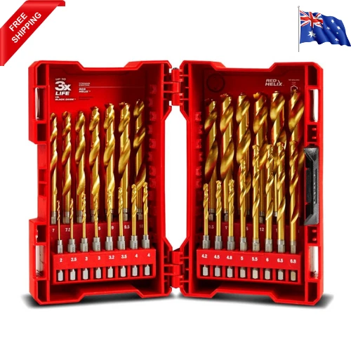 New Milwaukee 48894862 29pce Red Hex Titanium Drill Bit Set 2mm-13mm - Picture 1 of 1