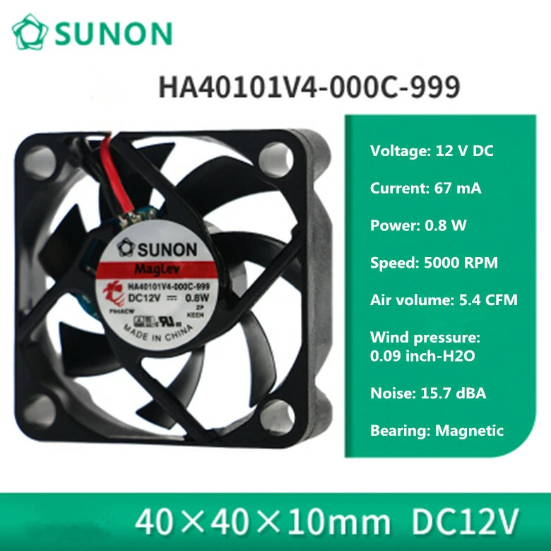 1X 4CM 2-pin silent magnetic cooling fan HA40101V4-000C-999 12V 0.8W 4010 - Image 3 of 4