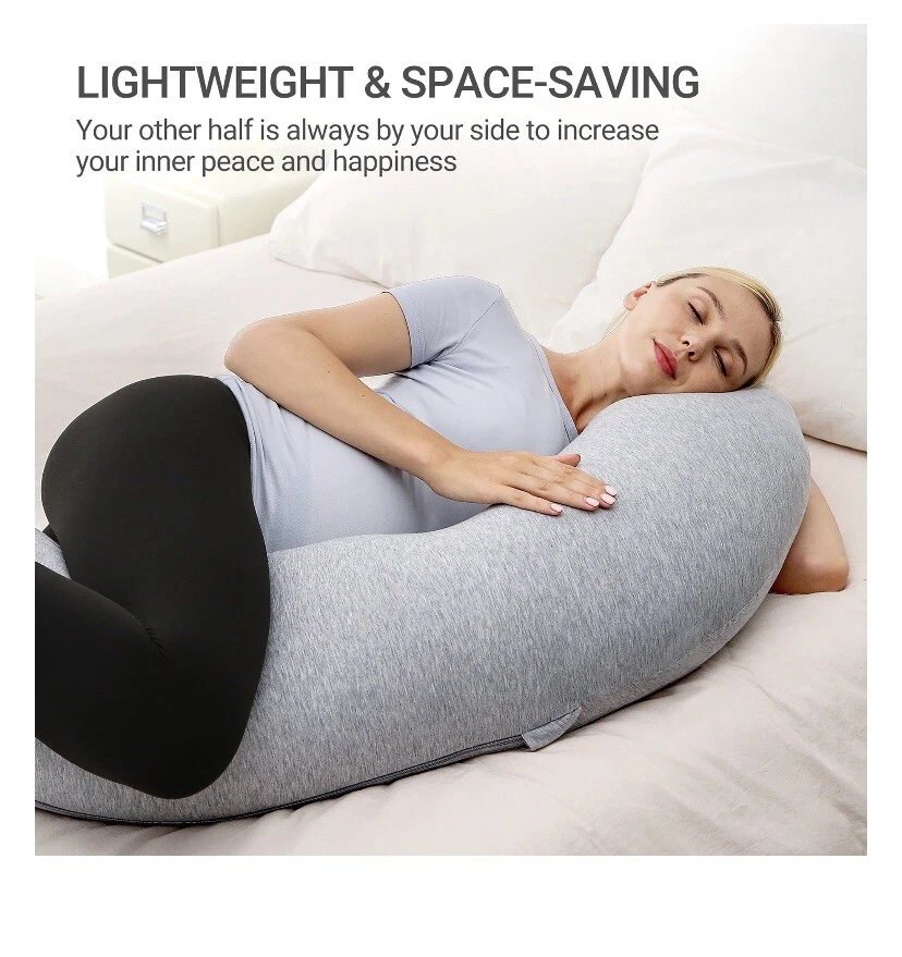 Momcozy U Maternity Pillow,Maternity Body Pillows for Pregnant Women  Sleeping with Jersey Cotton Cover 