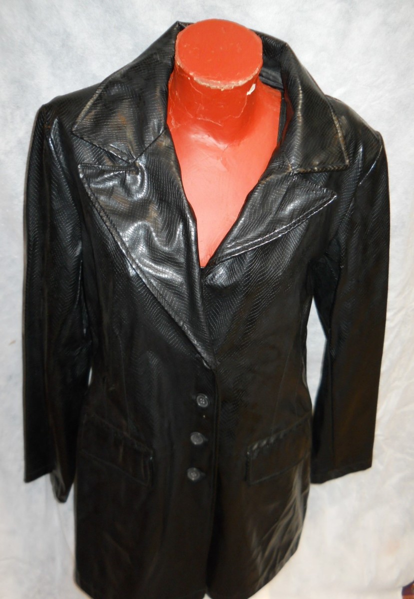 JOANNA BLACK PVC SNAKESKIN PATTERN, JACKET, MID-LENGTH, LADIES LG