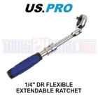 US PRO 1/4" Dr 72 Teeth 180mm to 235mm Flexible Extendable Ratchet 4156