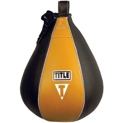 Title Boxing Leather Speed Bag - Large - Black/Yellow - (8'' x 11'')