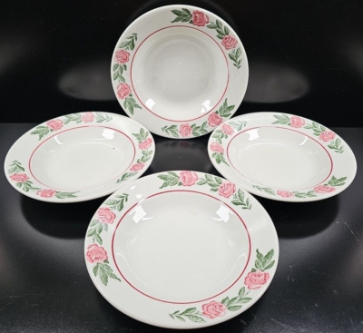 4 Jackson China Floral Cereal Bowls Set Vintage Restaurant Ware Retro Dishes Lot