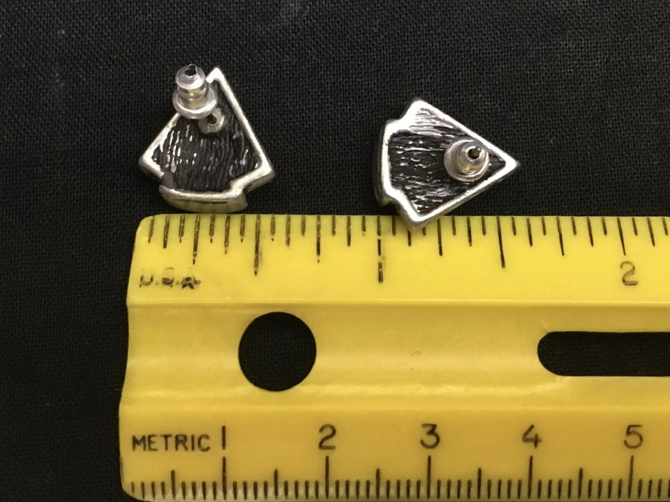 Серьги, шеврон, стиль MCM, оловянный (содержит свинец) розовый и оранжевый/красный носорог - Изображение 3 из 4