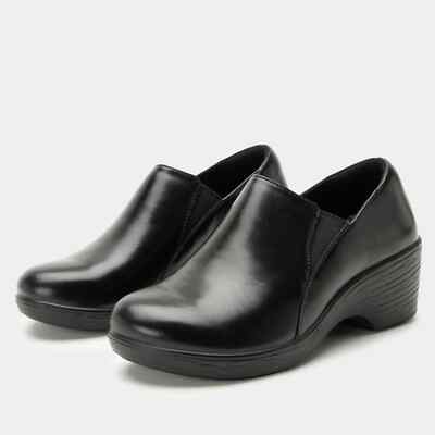 Alegria Womens Skylar Leather Slip On Shootie -- Noir Black NEW