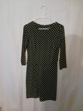 ANN TAYLER STRETCH PETITE BLACK WHITE POLK DOT XSP