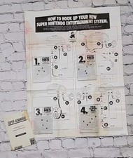 Rare SNES Super Nintendo Fold Out Poster Donkey Kong Metroid Gaia Mario World