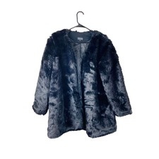 Prettylittlething Womens Faux Fur Jacket Long Sleeve Black Size 8